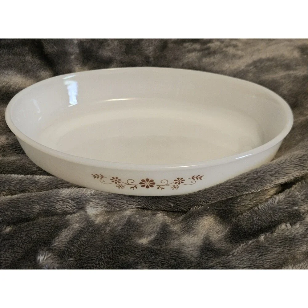 Vintage Dynaware Oval Casserole Dish Pyr-O-Rey Brown Daisy Design #21